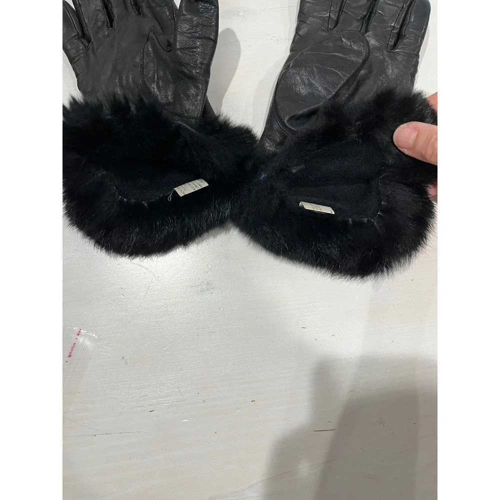 Leather Gloves with Rabbit Fur Cuffs Women's Dress Gloves Winter‎